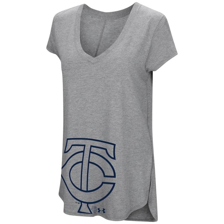 Women's Under Armour Minnesota Twins Pride Hem Graphic Tee, Size: Xxl Av/rg, Med Grey