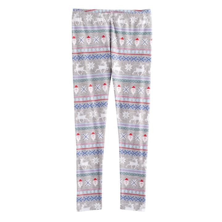 Girls 7-16 & Plus Size So&reg; Fairisle Pattern Leggings, Size: 20 1/2, Med Grey
