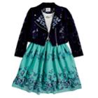 Girls 4-6x Knitworks Butterfly Embroidered Moto Jacket & Sleeveless Babydoll Dress, Size: 6x, Green