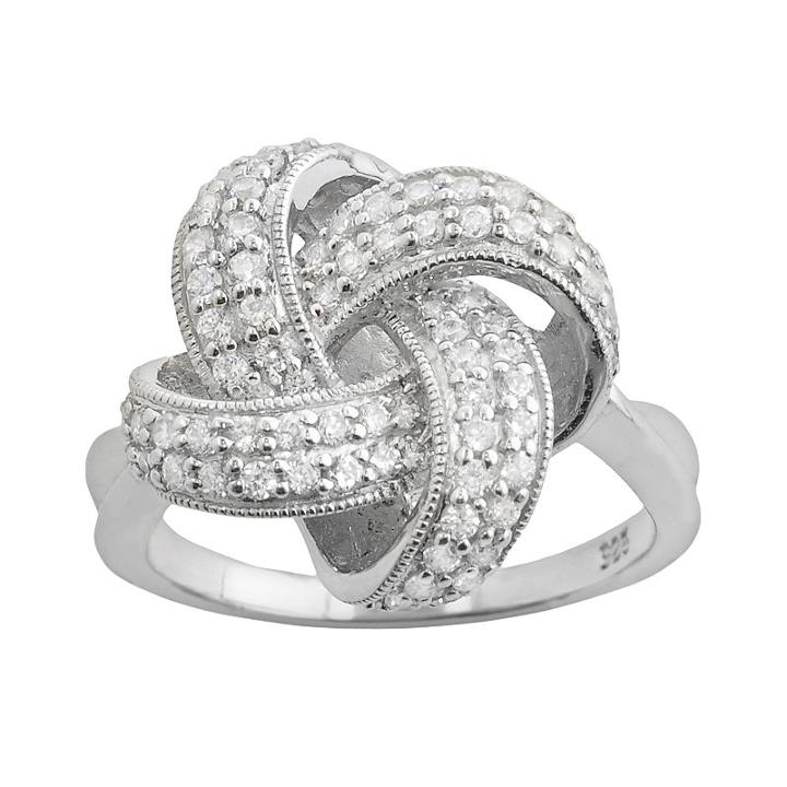 Sterling Silver 1-ct. T.w. Diamond Knot Ring, Women's, Size: 7, White
