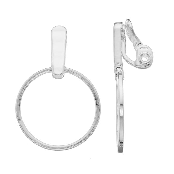 Napier Silver Circle Drop Clip Earring, Women's