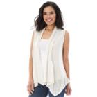 Ab Studio, Women's Pointelle Open-front Cozy Vest, Size: Medium, White Oth