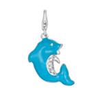 Sterling Silver Crystal Dolphin Charm, Women's, White