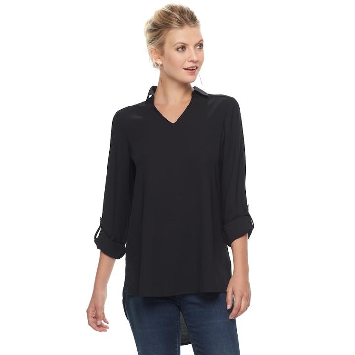 Women's Apt. 9&reg; High-low Hem Popover Tunic, Size: Medium, Black