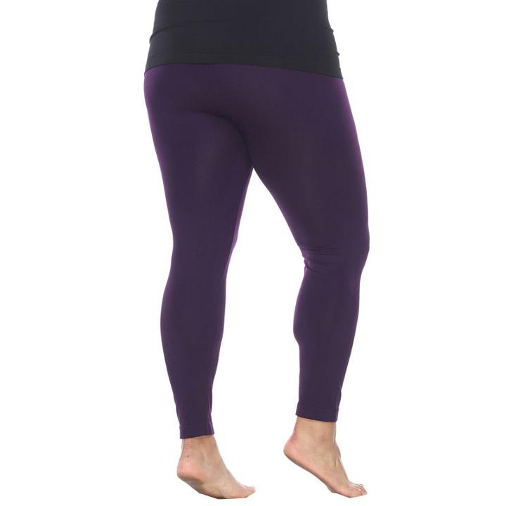 Plus Size White Mark Solid Leggings, Women's, Purple
