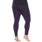 Plus Size White Mark Solid Leggings, Women's, Purple