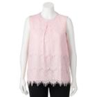 Juniors' Plus Size Heartsoul Lace Overlay Tank, Girl's, Size: 2xl, Dark Pink