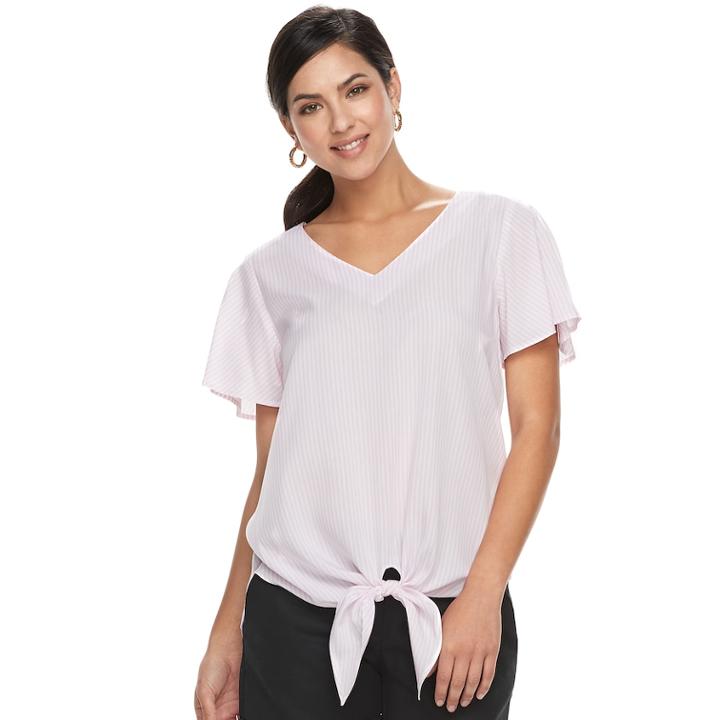 Women's Apt. 9&reg; Knot Front Flutter Tee, Size: Xxl, Light Pink