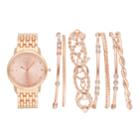 Women's Crystal Accent Watch & Bangle Bracelet Set, Size: Medium, Pink