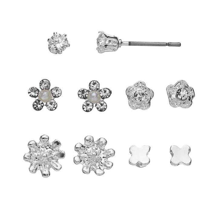 Lc Lauren Conrad Flower & Butterfly Stud Earring Set, Women's, Gold Tone