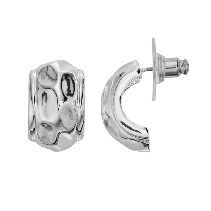 Dana Buchman Silver Plated Hammered Stud Earrings, Women's