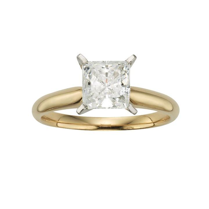 Princess-cut Igl Certified Diamond Solitaire Engagement Ring In 14k Gold (1 1/2 Ct. T.w), Women's, Size: 8.50, White