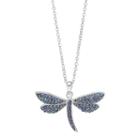 Hue Sterling Silver Crystal Dragonfly Pendant Necklace, Women's, Size: 18, Blue