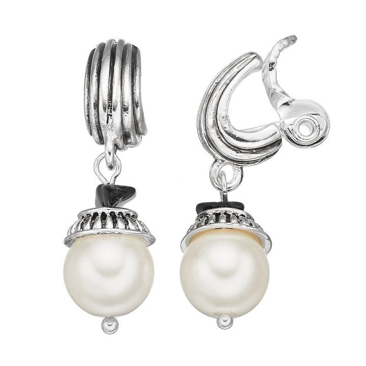 Napier Shaky Simulated Pearl Nickel Free Clip On Earrings, Women's, White