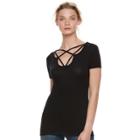 Women's Rock & Republic&reg; Black Strappy Tee, Size: Small