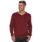 Men's Croft & Barrow&reg; True Comfort Classic-fit V-neck Sweater, Size: Large, Dark Red