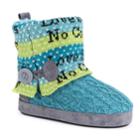 Muk Luks Women's Patti Cuffed Button Bootie Slippers, Size: Large, Turquoise/blue (turq/aqua)