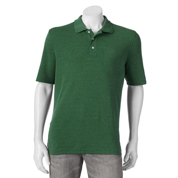 Men's Croft & Barrow&reg; Signature Pocket Polo, Size: Medium, Dark Green