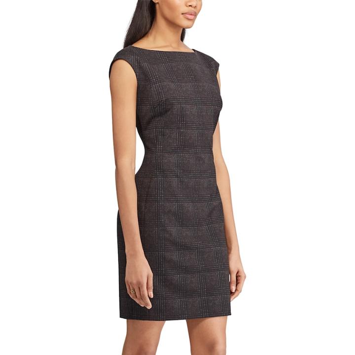 Women's Chaps Polka-dot Sheath Dress, Size: Xl, Grey