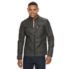 Men's Urban Republic Faux-leather Biker Jacket, Size: Medium, Dark Grey