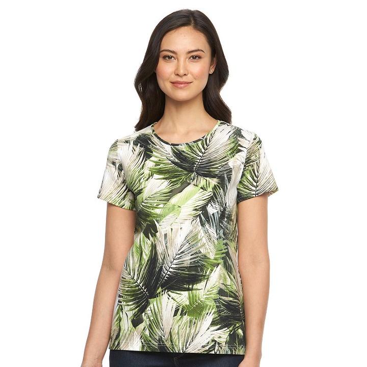 Women's Croft & Barrow&reg; Essential Crewneck Tee, Size: Xl, Med Green