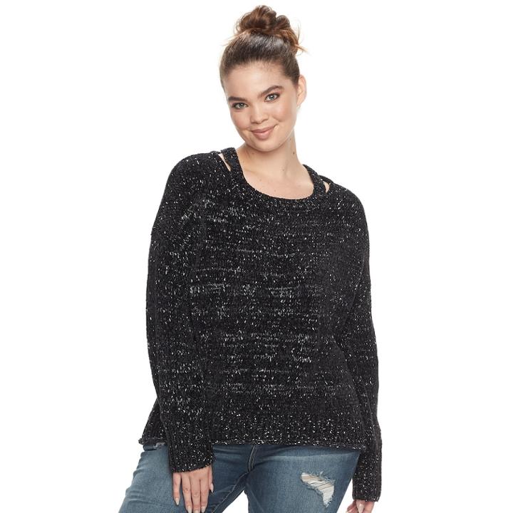 Juniors' Plus Size Mudd&reg; Cut-out Collar Sweater, Teens, Size: 1xl, Blue Other