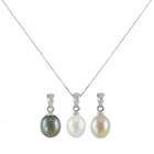 Sterling Silver Dyed Freshwater Cultured Pearl Pendant Set, Women's, Size: 18, Multicolor