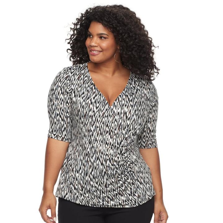Plus Size Dana Buchman Wrap Top, Women's, Size: 2xl, Lt Beige