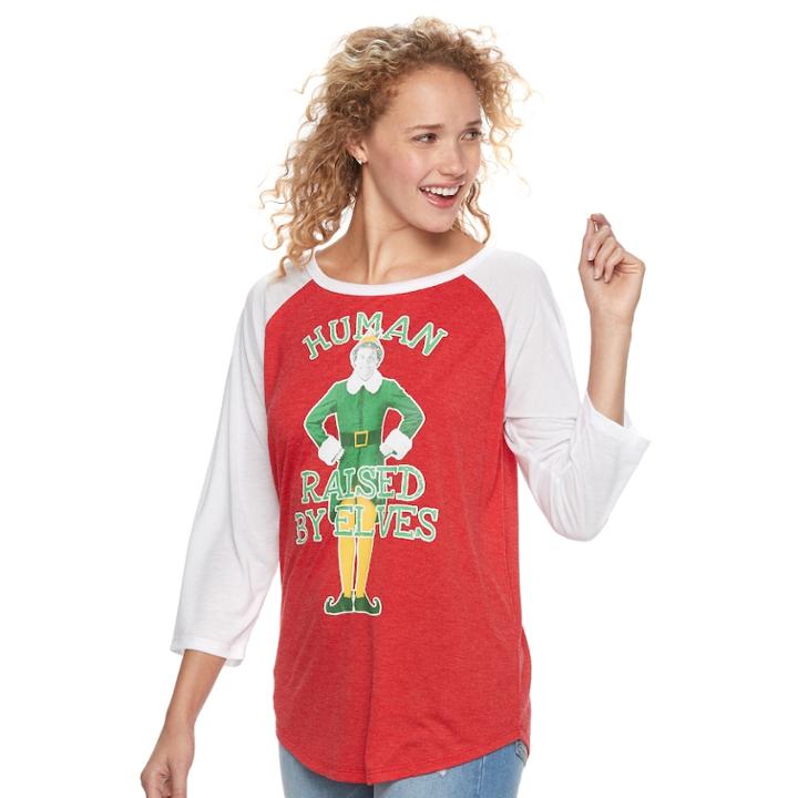 Juniors' Elf Human Raised By Elves Graphic Tee, Teens, Size: Small, Dark Red
