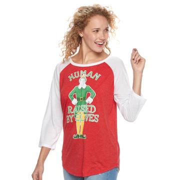 Juniors' Elf Human Raised By Elves Graphic Tee, Teens, Size: Small, Dark Red