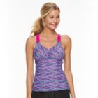 Women's Zeroxposur Striped Wide Strap Tankini Top, Size: 10, Drk Purple