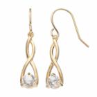 Brilliance 14k Gold Plated Twist Drop Earrings With Swarovski Zirconia, Women's, Yellow