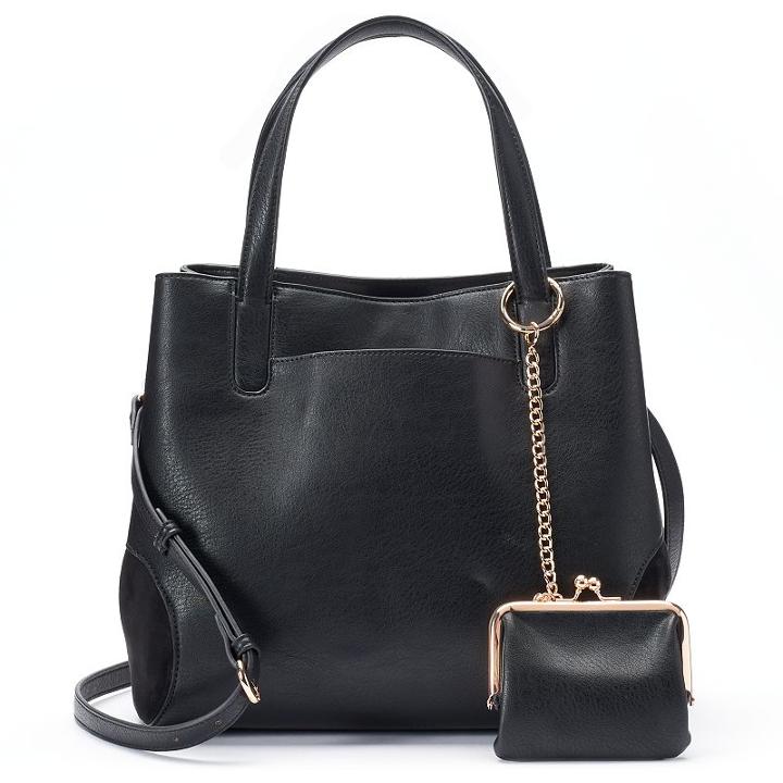 Lc Lauren Conrad Lili Large Frame Tote With Coin Purse, Women's, Black