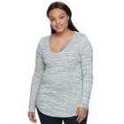 Juniors' Plus Size So&reg; V-neck Long Sleeve Tee, Teens, Size: 2xl, White