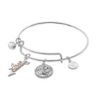 Love This Life Two Tone Mom - I Love You Charm Bangle Bracelet, Women's, Silver