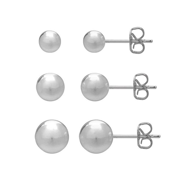 Primrose Sterling Silver Ball Stud Earring Set, Women's, Grey