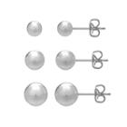 Primrose Sterling Silver Ball Stud Earring Set, Women's, Grey