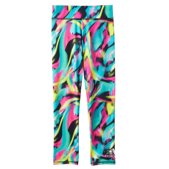 Girls 4-6x Adidas Gradient Chevron Leggings, Size: 4, Kinetic Blur Print