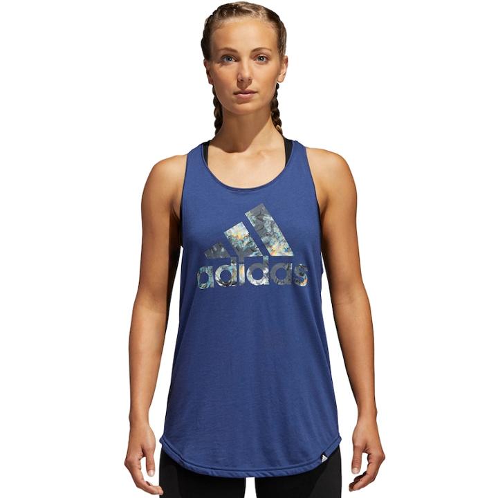 Women's Adidas Festival Flora Essential Racerback Tank, Size: Large, Med Blue