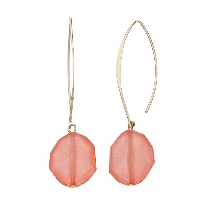 Faceted Bead Threader Earrings, Women's, Dark Pink