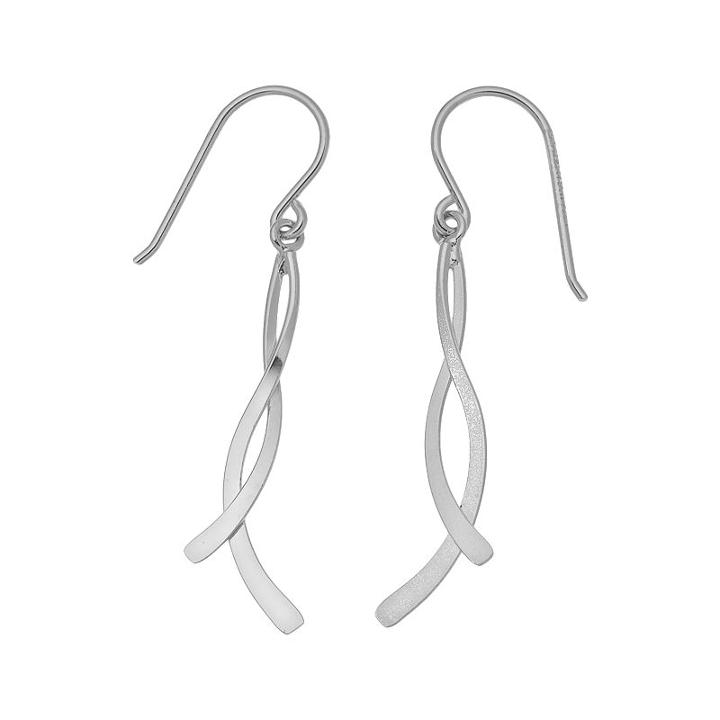 Sterling Silver Swirl-curve Drop Earrings, Women's, Grey