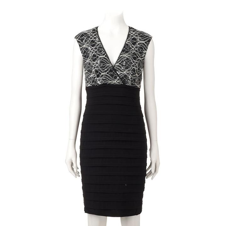 Women's Ronni Nicole Embellished Shutter-stripe Sheath Dress, Size: 10, Ovrfl Oth