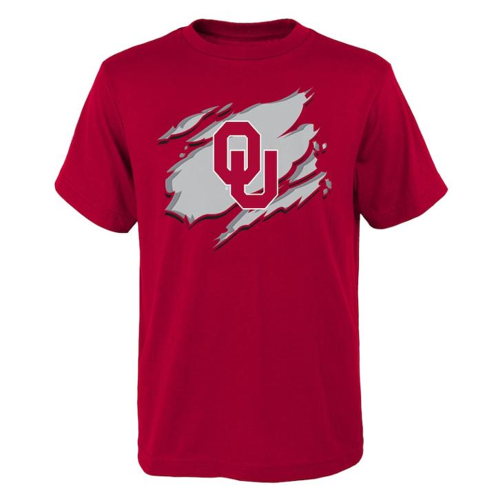 Boys 8-20 Oklahoma Sooners Ripped Off Tee, Size: M 10-12, Red