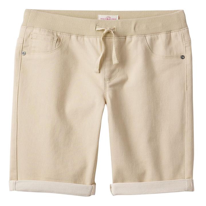 Girls 7-16 So&reg; Ribbed Waist Sateen Bermuda Shorts, Girl's, Size: 7, Lt Beige
