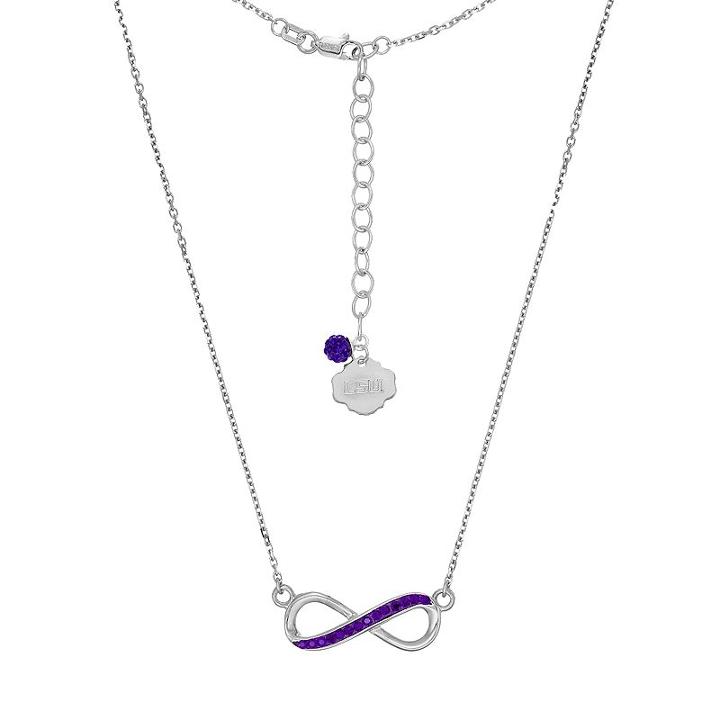 Lsu Tigers Sterling Silver Crystal Infinity Necklace, Women's, Size: 18, Purple