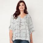 Plus Size Lc Lauren Conrad Print Flounce Sleeve Top, Women's, Size: 1xl, Light Blue