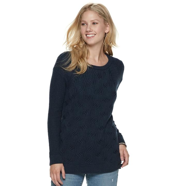 Women's Sonoma Goods For Life&trade; Twist Cable-knit Sweater, Size: Large, Dark Blue
