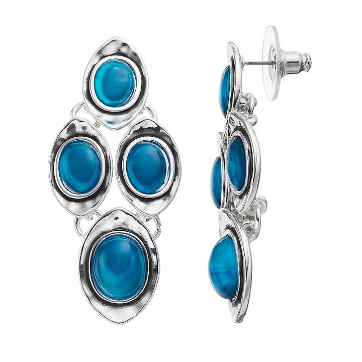 Dana Buchman Aqua Cabochon Nickel Free Kite Earrings, Women's, Blue