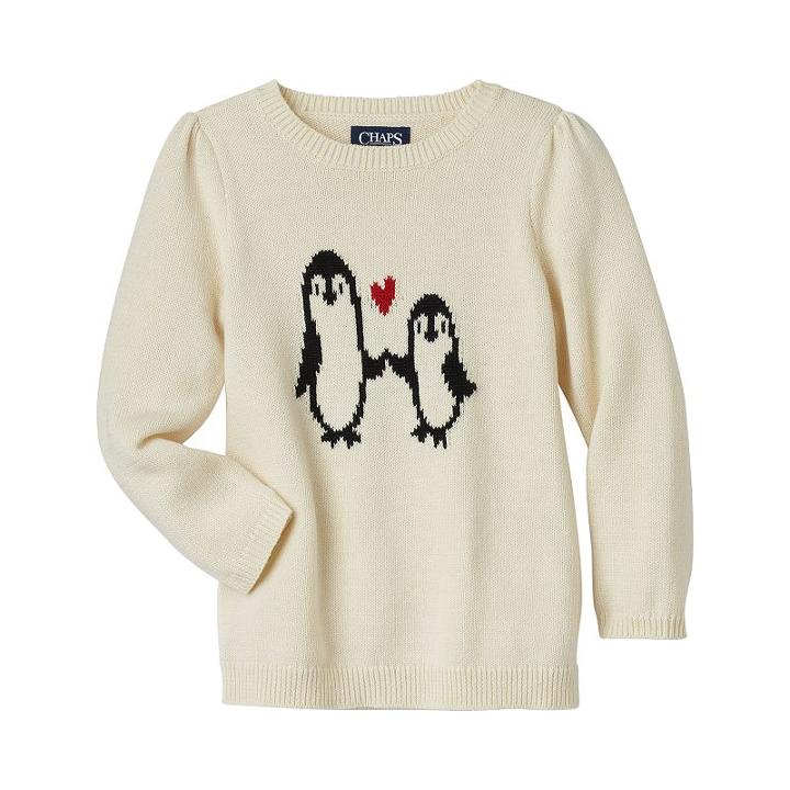 Girls 4-6x Chaps Penguin Sweater, Girl's, Size: 6x, White