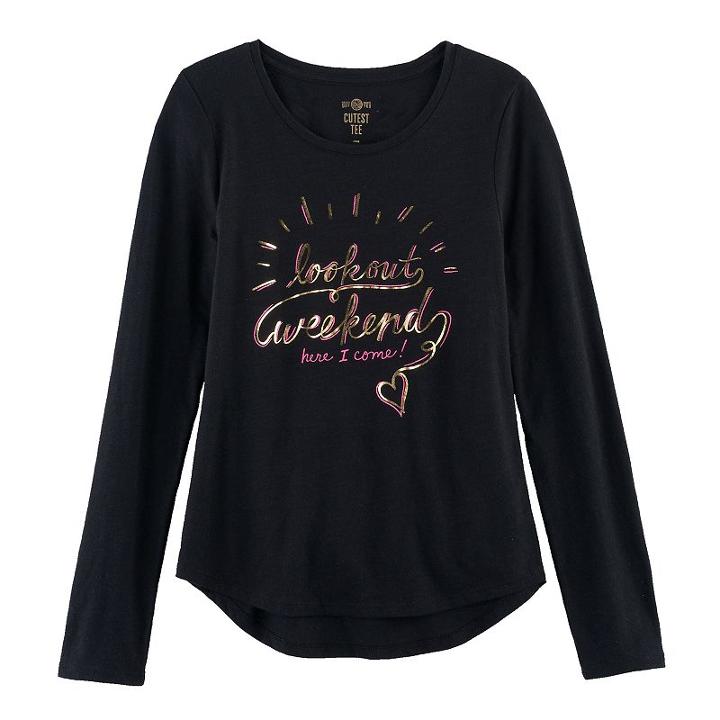 Girls 7-16 & Plus Size So&reg; Core Tee, Size: 10, Black